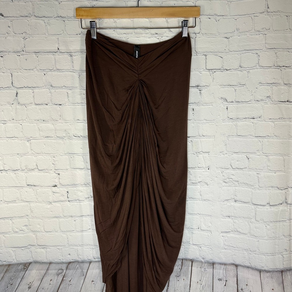 NEW SKIMS Vettesse Asymmetrical Draped Skirt Cocoa Brown BT-SKT-11326W Small